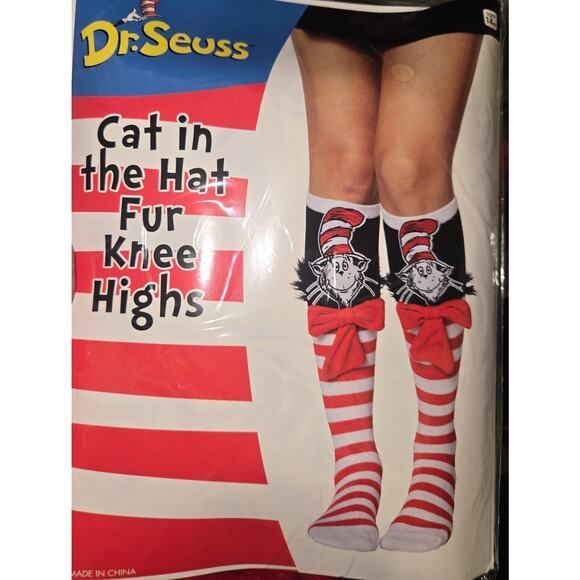 Cat in the Hat Fur Knee Highs - Picture 1 of 1